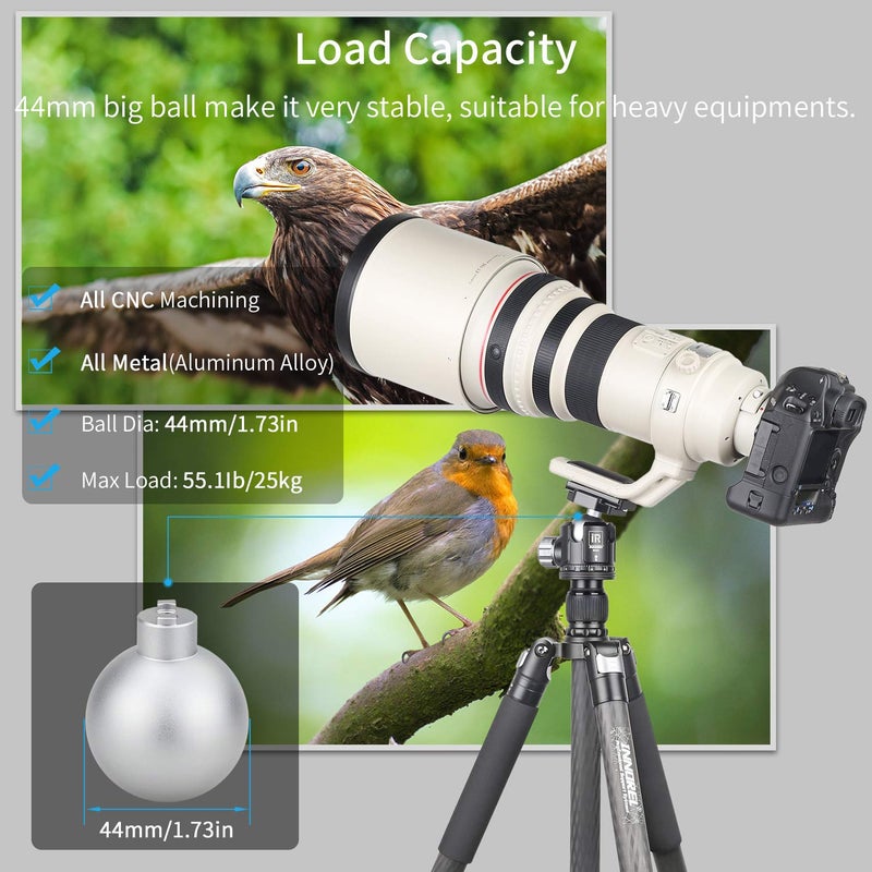 Innorel Low Profile Tripod Ball Head-INNOREL N44,Panoramic CNC Metal Camera Tripod Ball Head with Two 1/4" Screw Arca Swiss Quick Release Plates for Tripod,Monopod,DSLR,Camcorder,Max Load 55lbs/25kg - Image 3